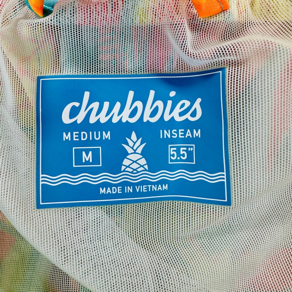 Chubbies Men's M 5.5" Mesh Lined The Hooligans Pineapple Swim Trunks Blue Neon - Picture 4 of 12